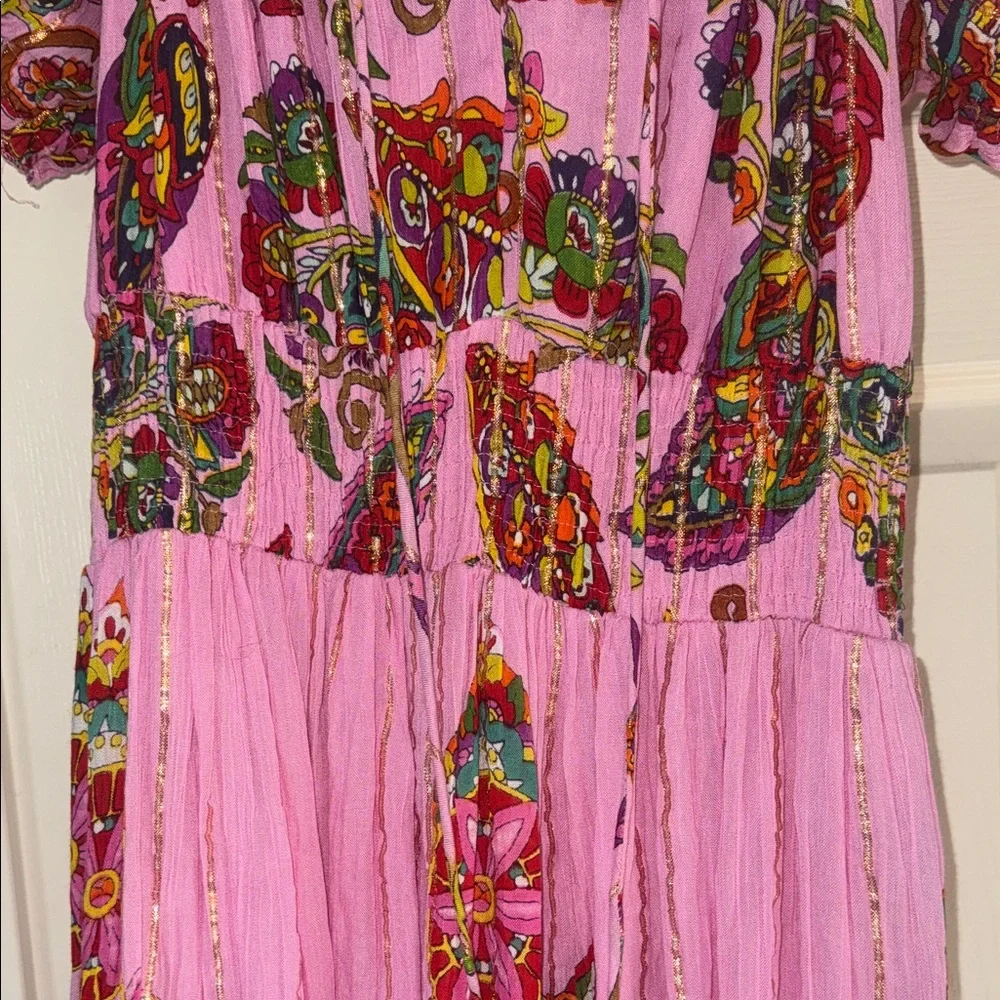 Pink Floral Maxi Dress with Puff Sleeves - Picture 9 of 10